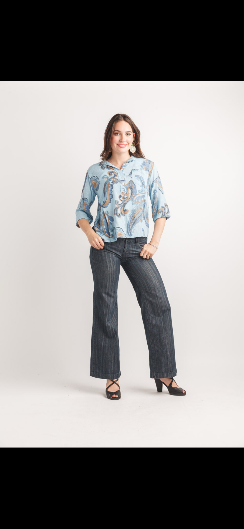 Paisley Printed Henley Top