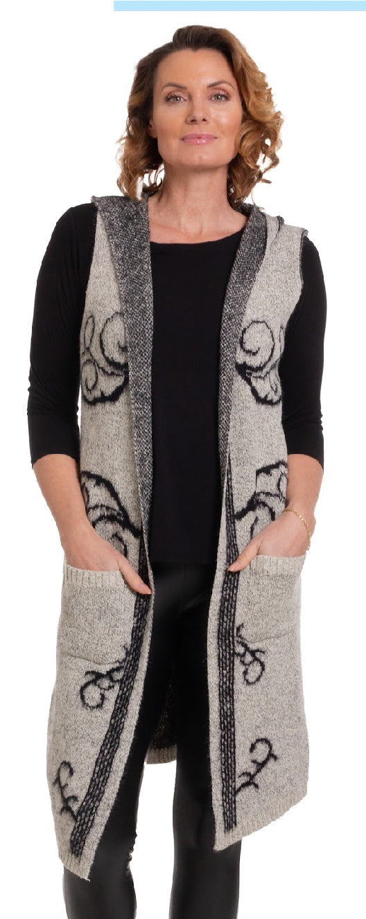 Grey Knit Pattern Vest