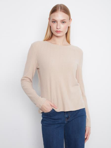 Rib Long Sleeve Crew Neck Top