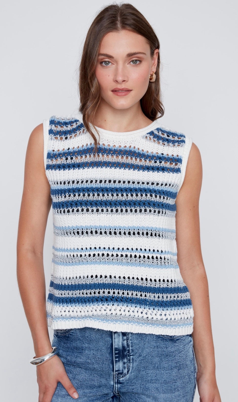 Sleeveless Stripped Knit Top