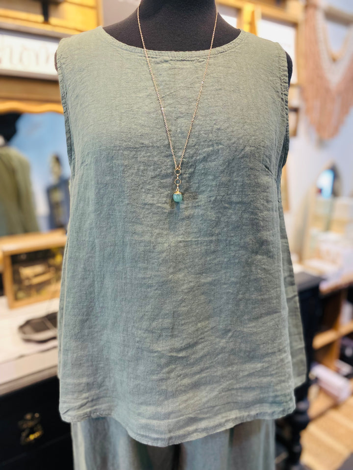 Linen Button Back Cami