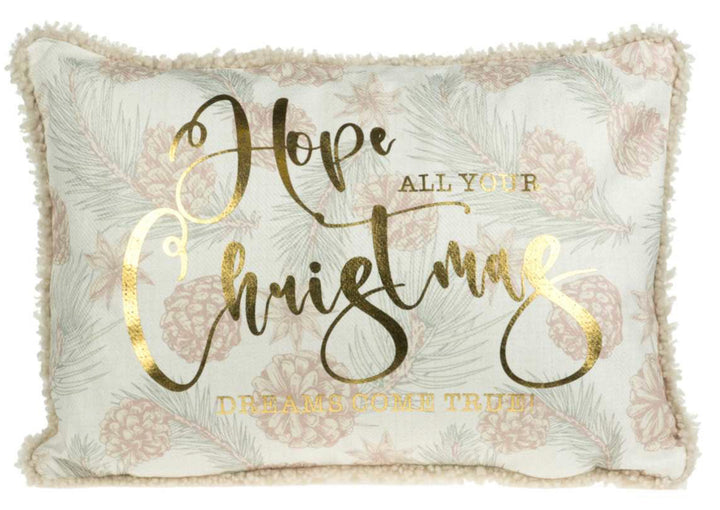 Gold Lettering Christmas Pillow