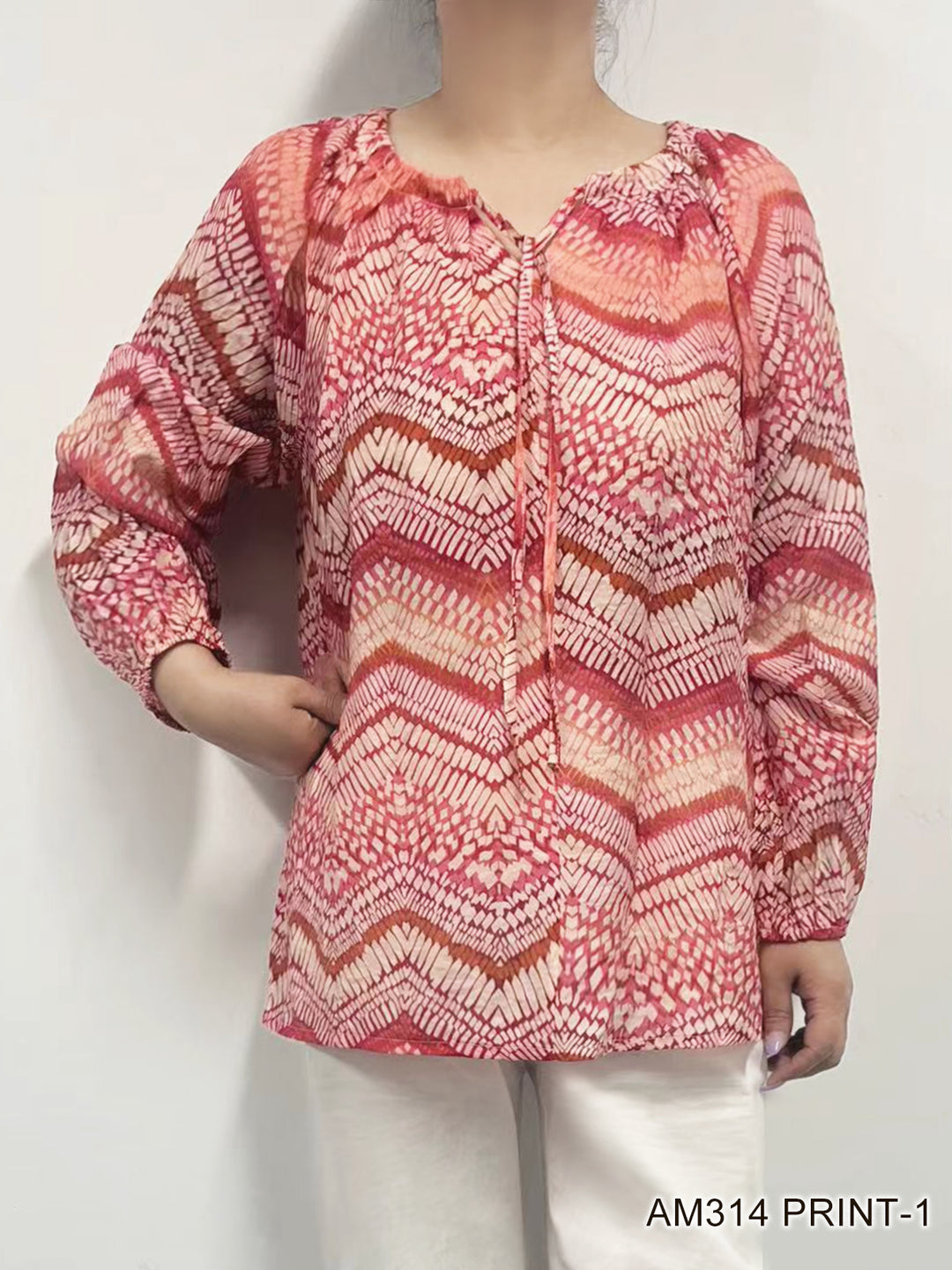 Red & Pink Pattern Blouse