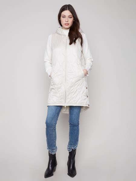 Pearlized Long Hooded Vest