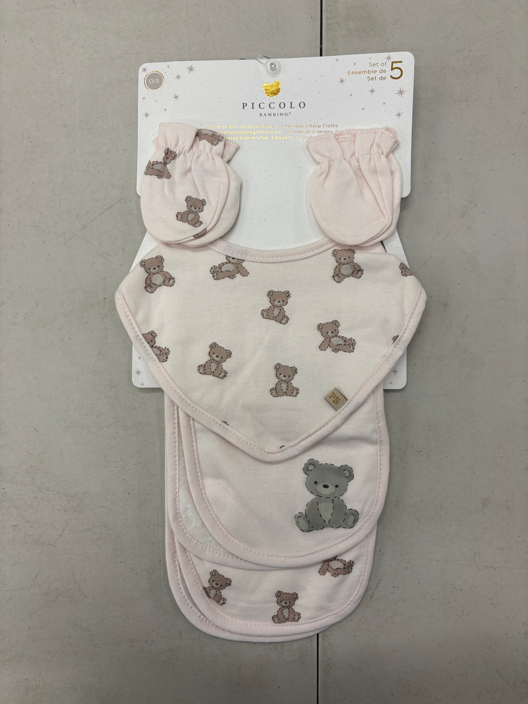 5pc Mitts,Bibs & Burp Cloth