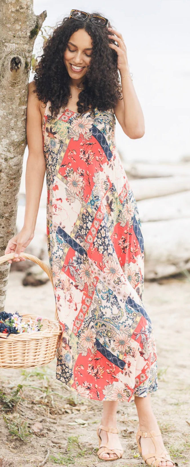 Patchwork Print Sleeveless Dress