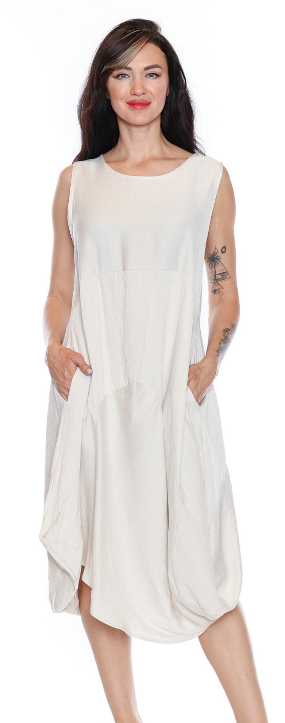 Sleeveless Basic Dress W/Pockets
