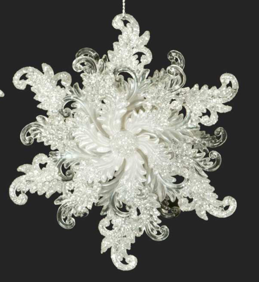 Clear & Pearl 3D Snowflake Ornament