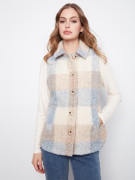 Plaid Boucle Knit Vest