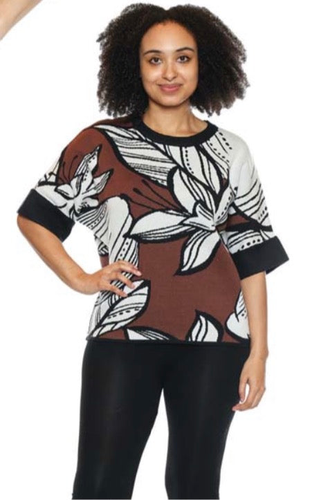Half Sleeve Floral Sweater