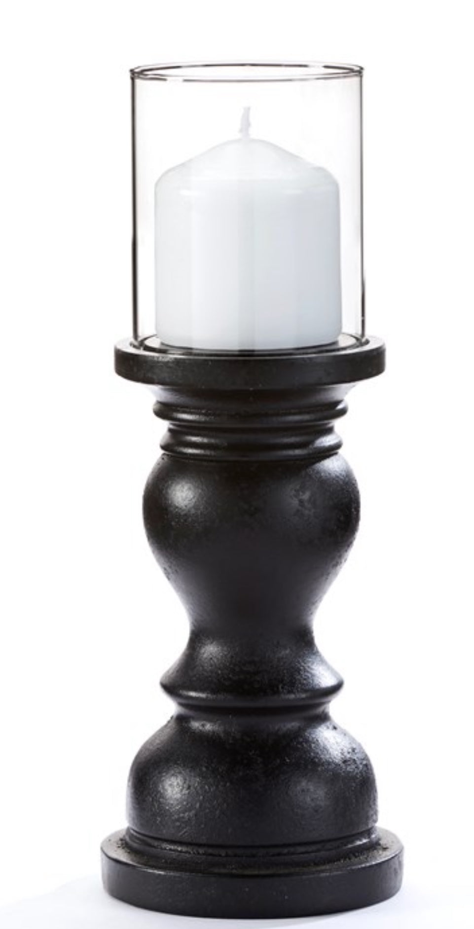 Black & Glass Pillar Candle Holder