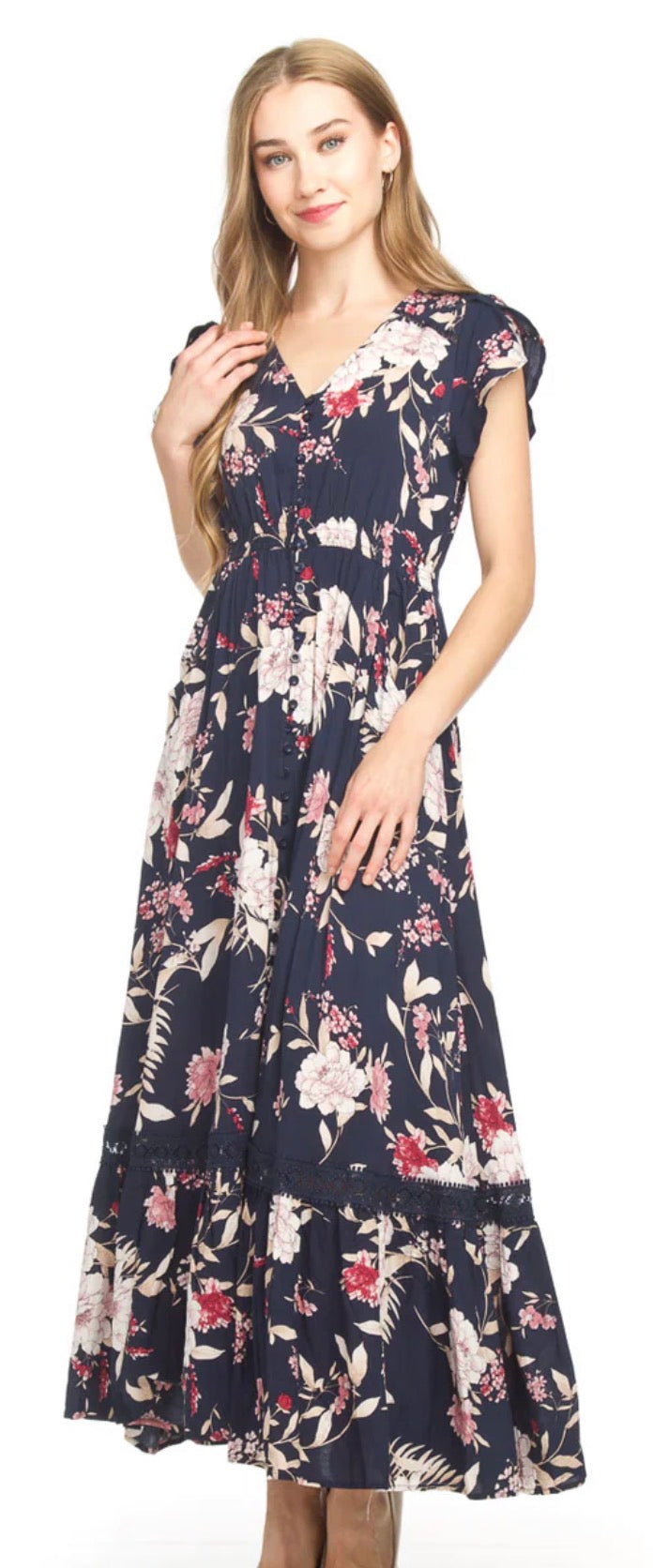 Floral Short Sleeve Maxi Dress