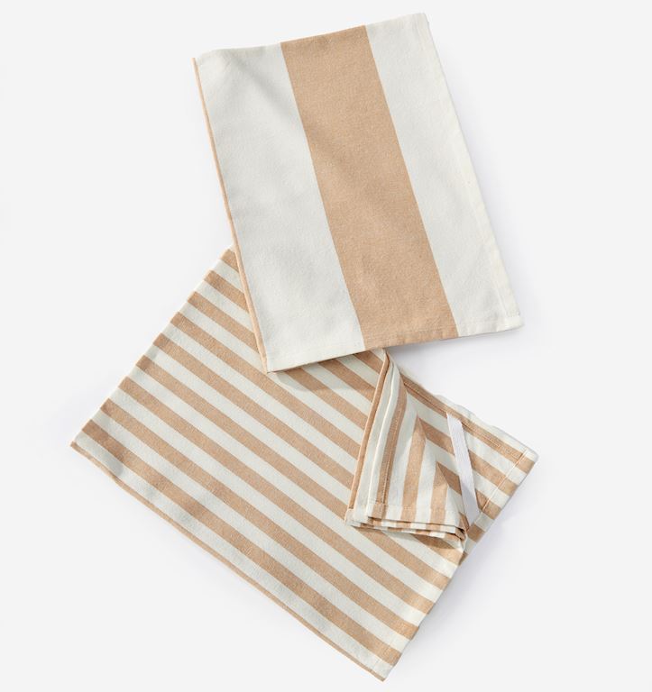 Taupe Striped Tea Towel