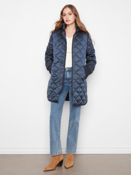 Reversible Puffer W/Sweater Rib & Removable Hood