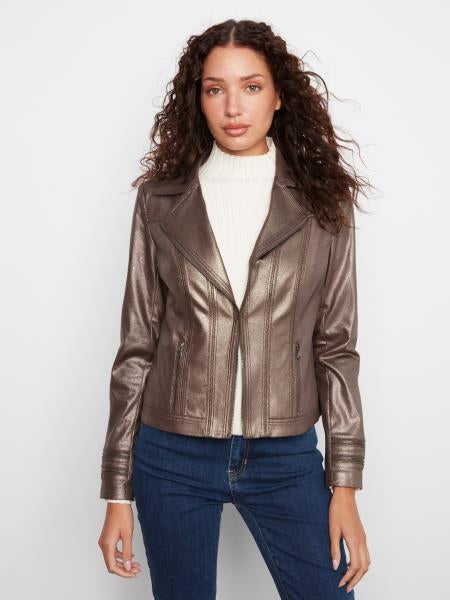 Foil Vintage Faux Leather Jacket