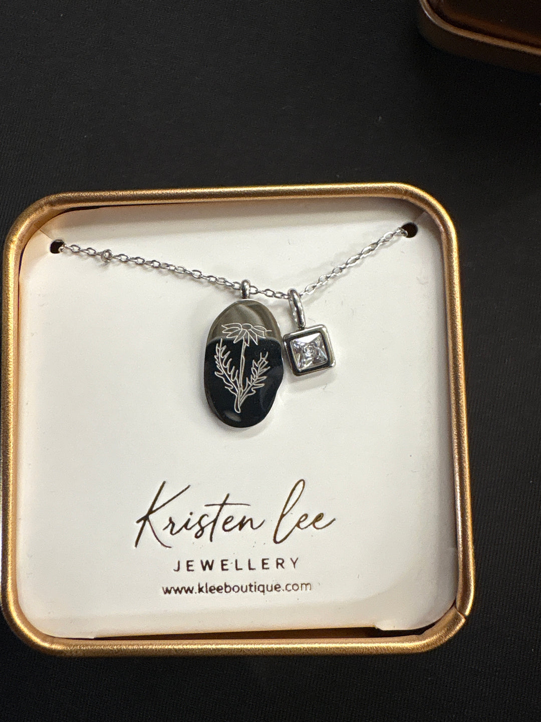 Silver Birth Flower Necklace W/Charm