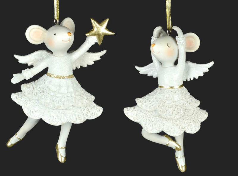 White Mouse Angel Ornament