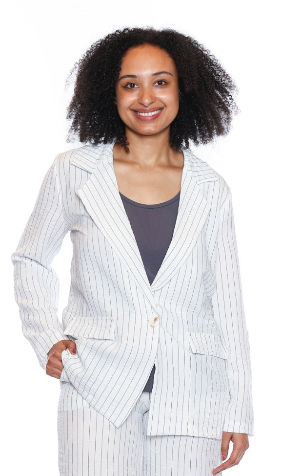 Striped Button Front Blazer