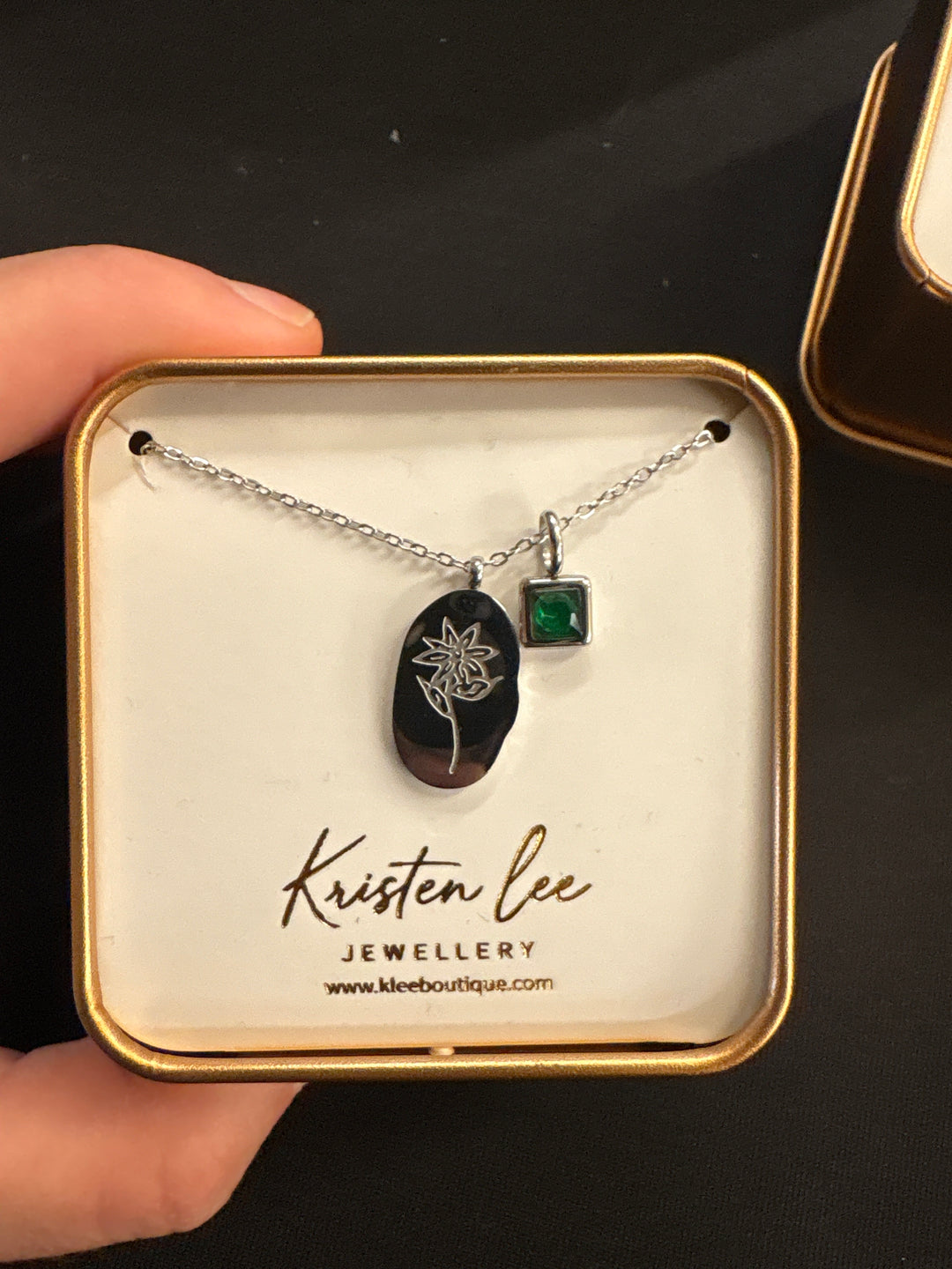 Silver Birth Flower Necklace W/Charm