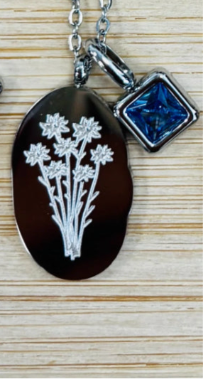 Silver Birth Flower Necklace W/Charm