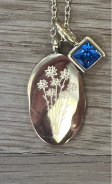 Gold Birth Flower Necklace W/Charm