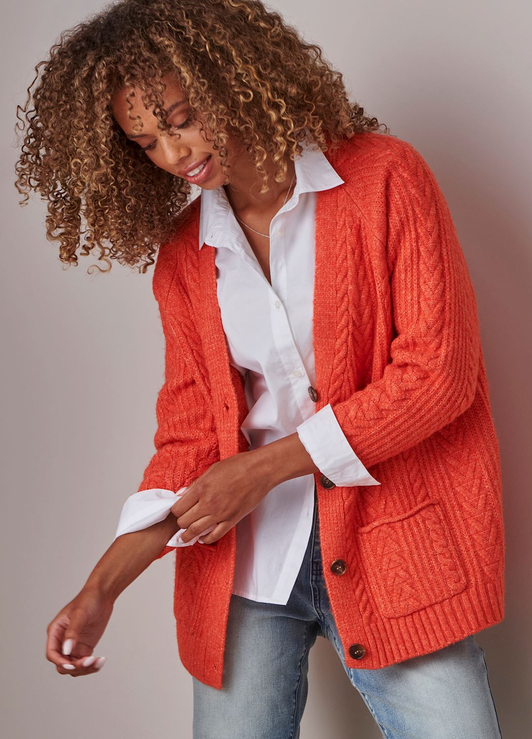 Knit Long Sleeve Button Cardigan