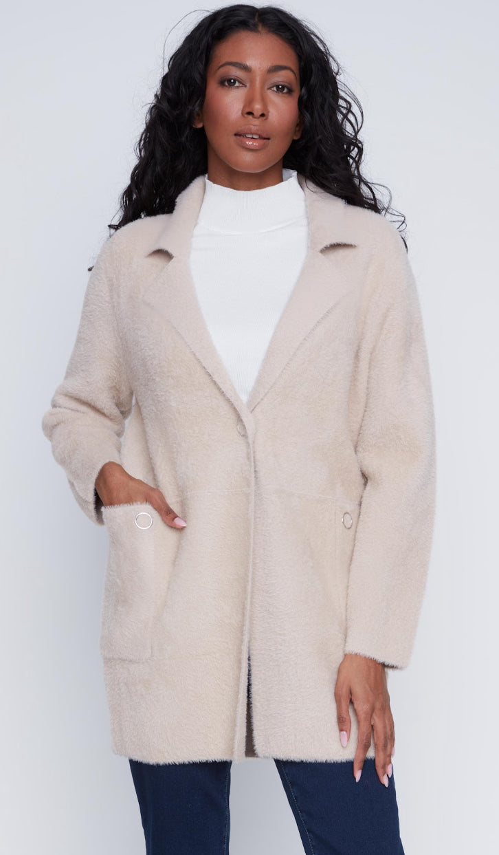 Sand Dressy Button Front Jacket