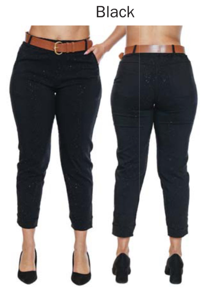 Black Capri Pant W/Belt