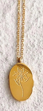 Gold Birth Flower Necklace