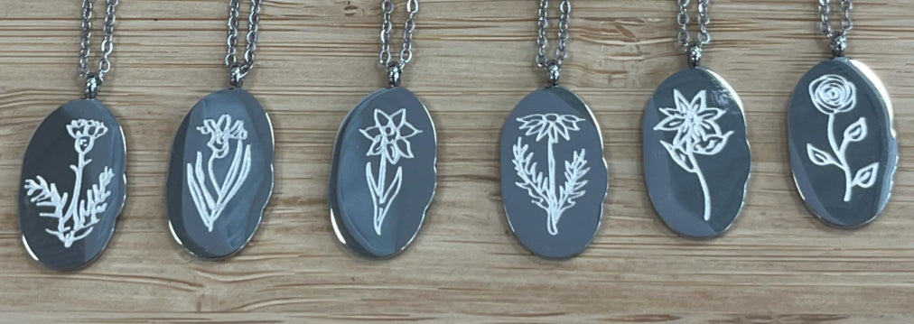 Silver Birth Flower Necklace