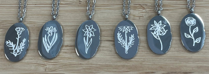 Silver Birth Flower Necklace