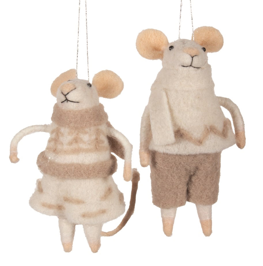 Tan Sweater Mouse Ornament