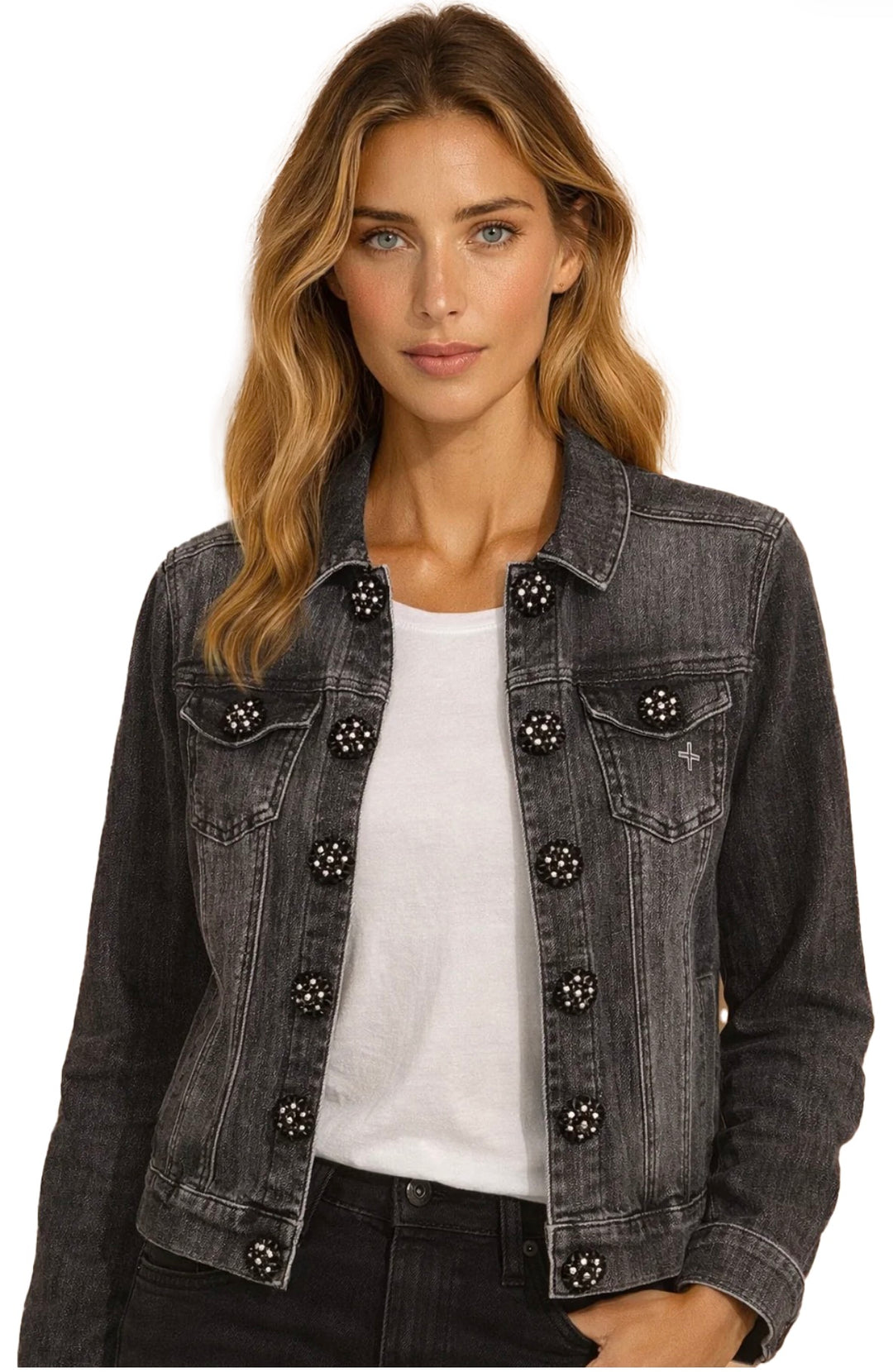 Denim Jacket W/Sparkle Detail