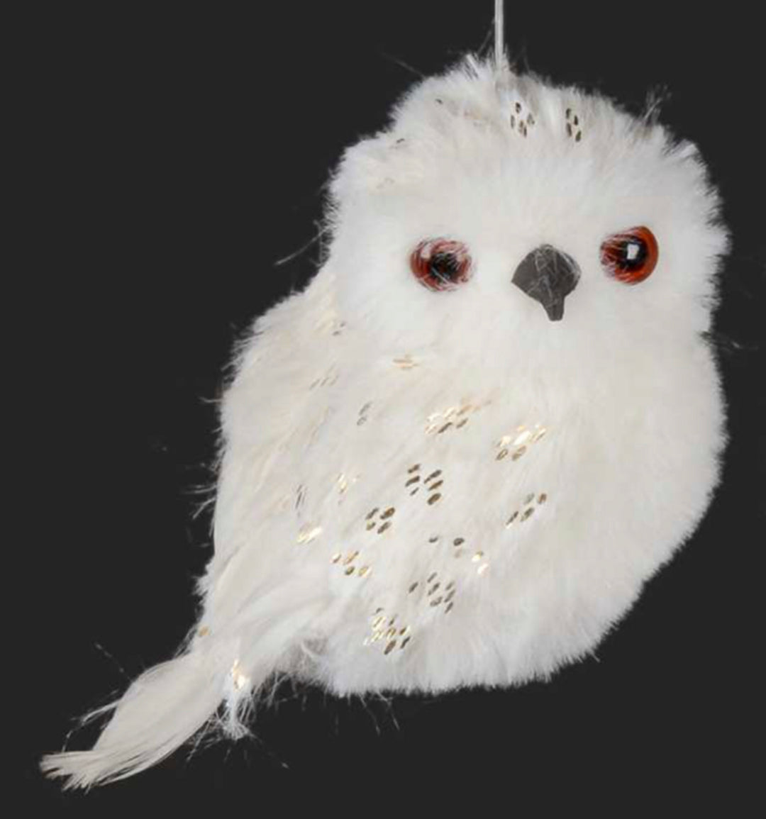 White Owl W/Gold Sequin Ornament