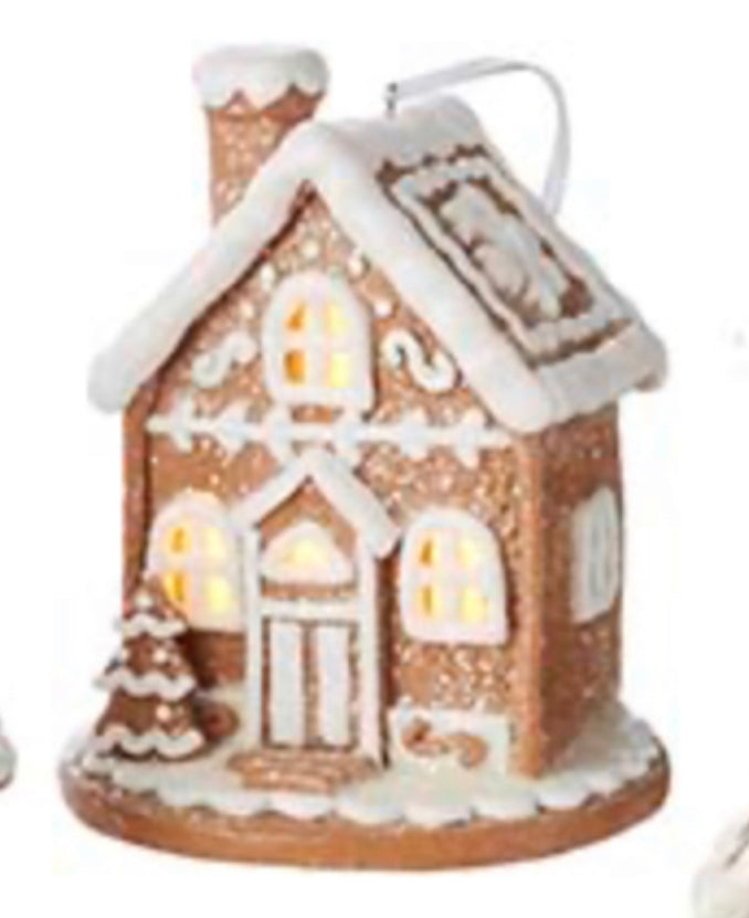 5” Lighted Gingerbread House Ornament