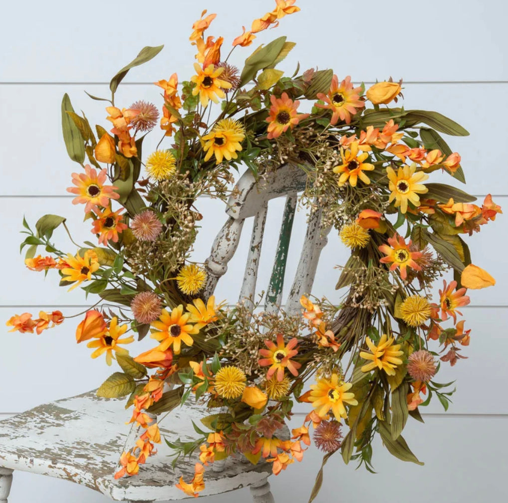 Fall Daisy,Pods & Allium Wreath