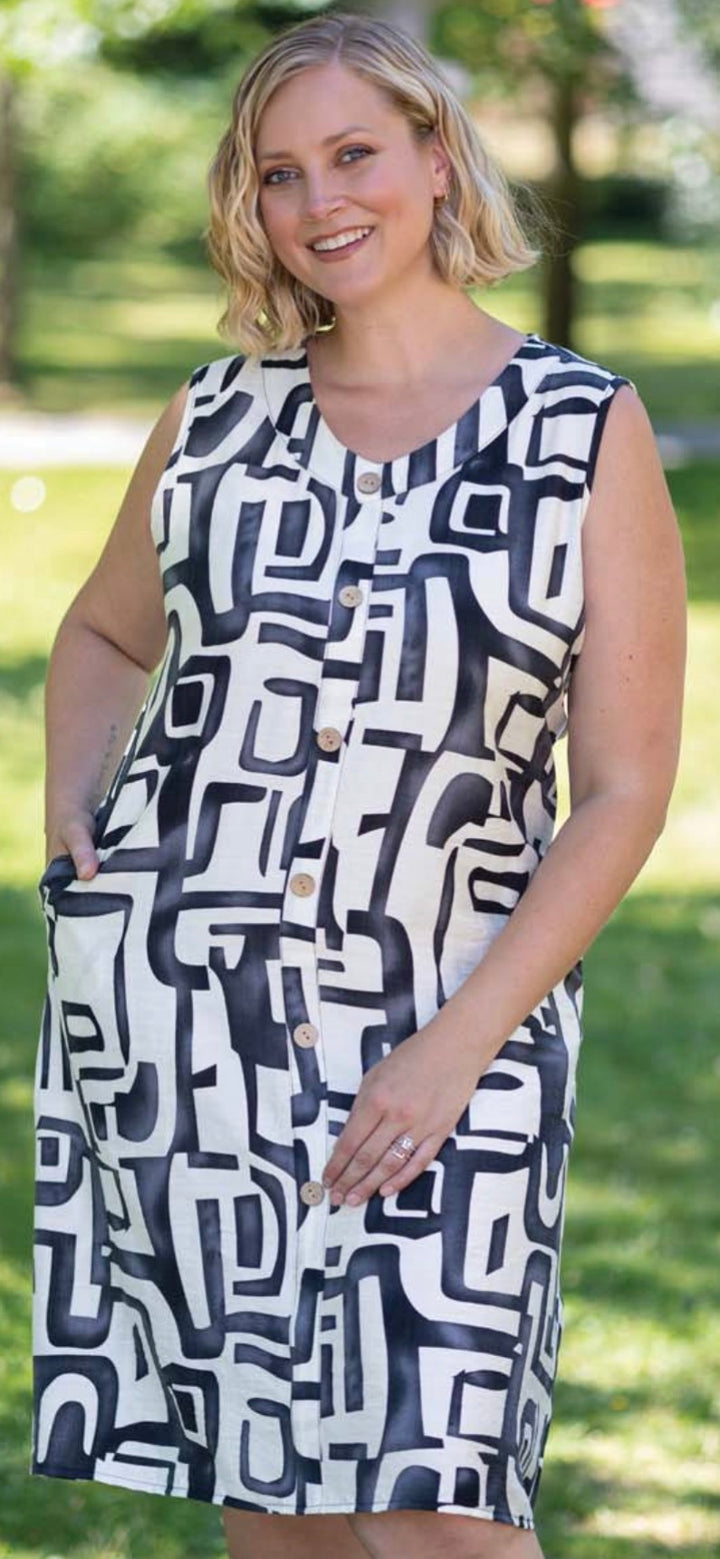 Flowy Sleeveless Button Front Dress