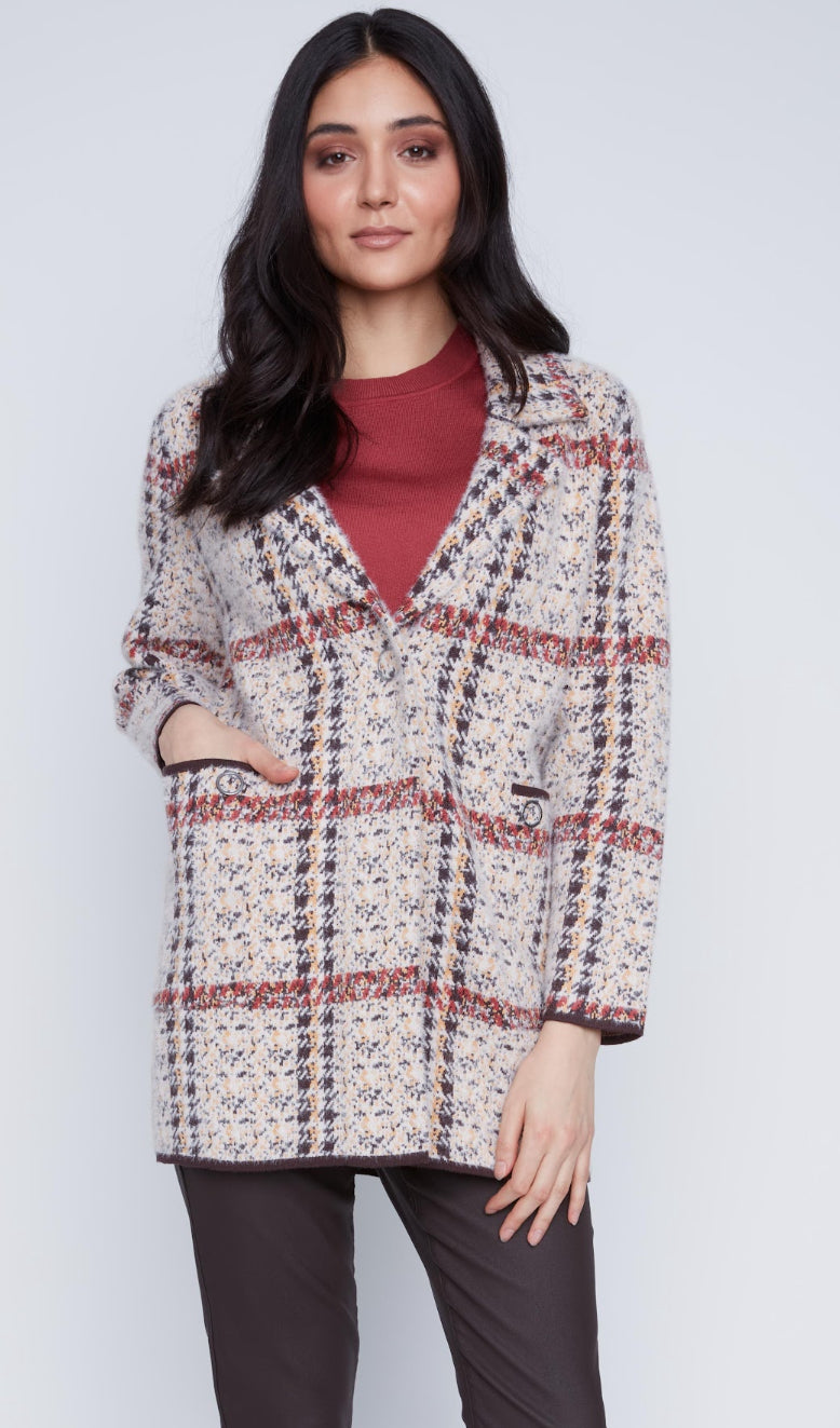 Plaid Dressy Button Front Jacket