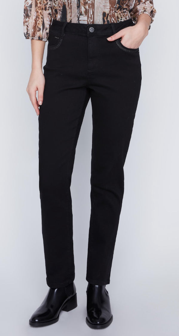Black Denim Pant W/Sparkle Detail