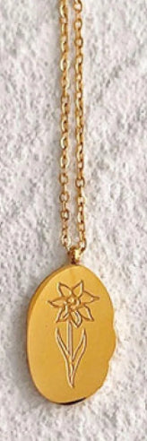 Gold Birth Flower Necklace