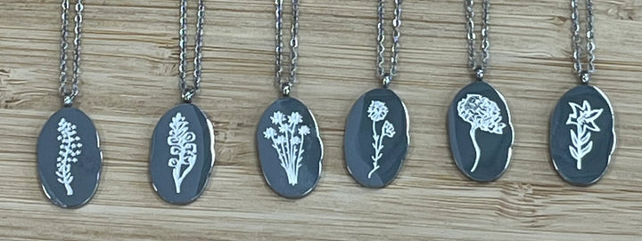 Silver Birth Flower Necklace