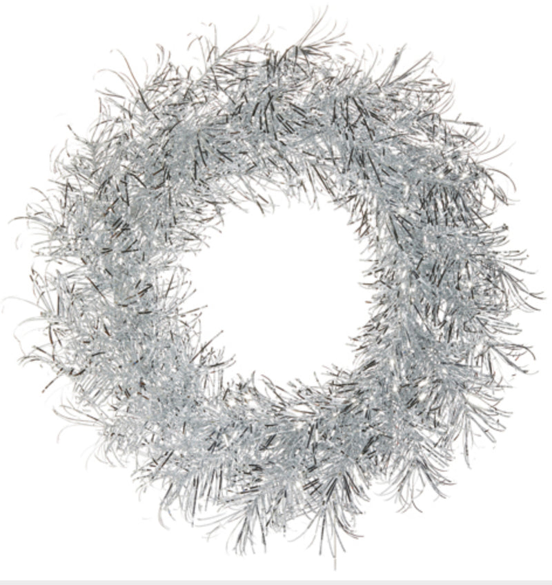 22” Silver Tinsel Wreath