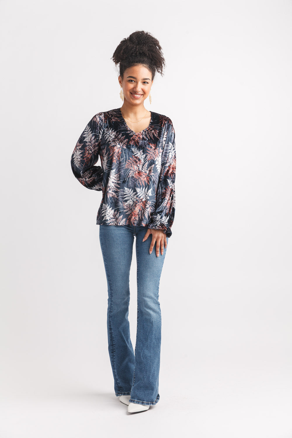 Fern Print Velvet Long Sleeve