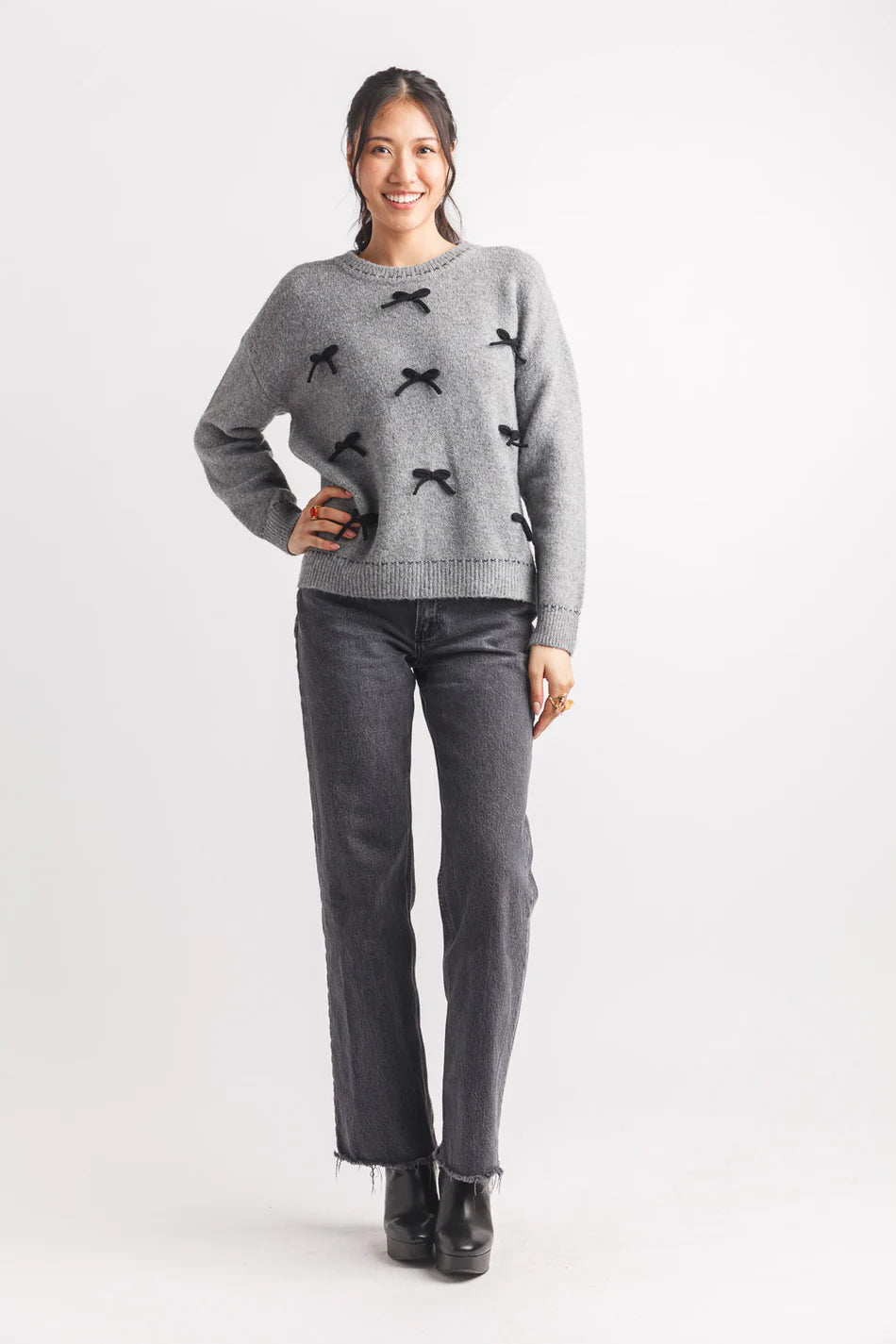 3D Bow Detail Sweater