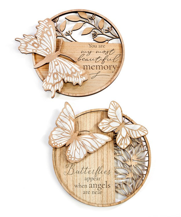 Round Memorial Butterfly Plaques