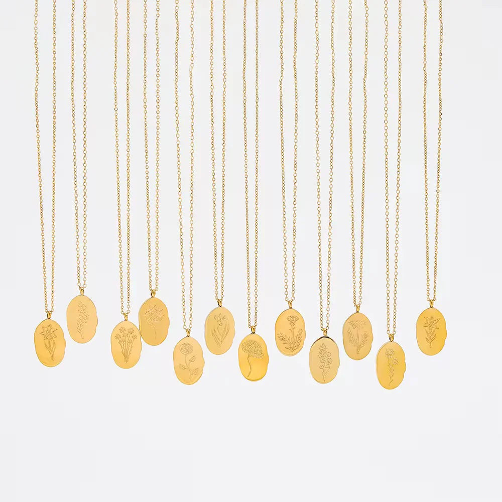 Gold Birth Flower Necklace