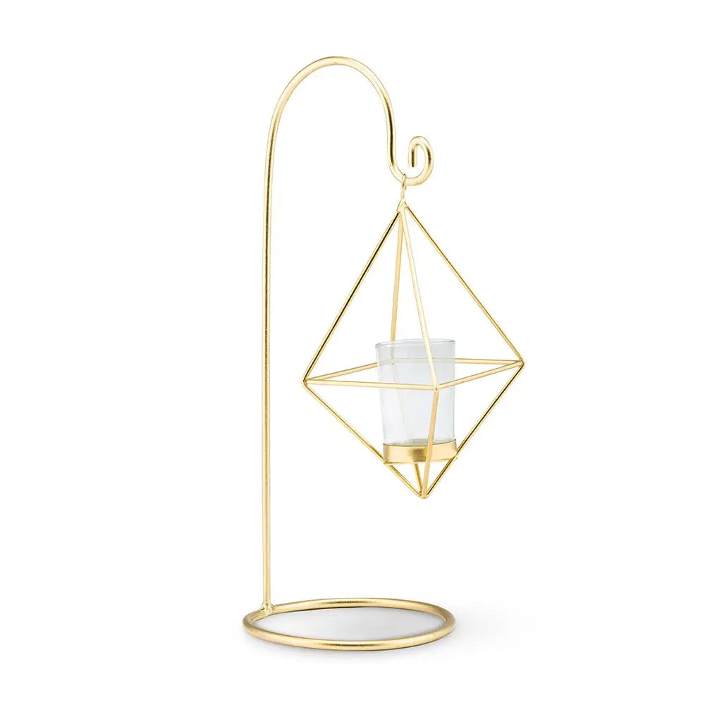 Small Gold Geometric Hanging Tea Light Holder