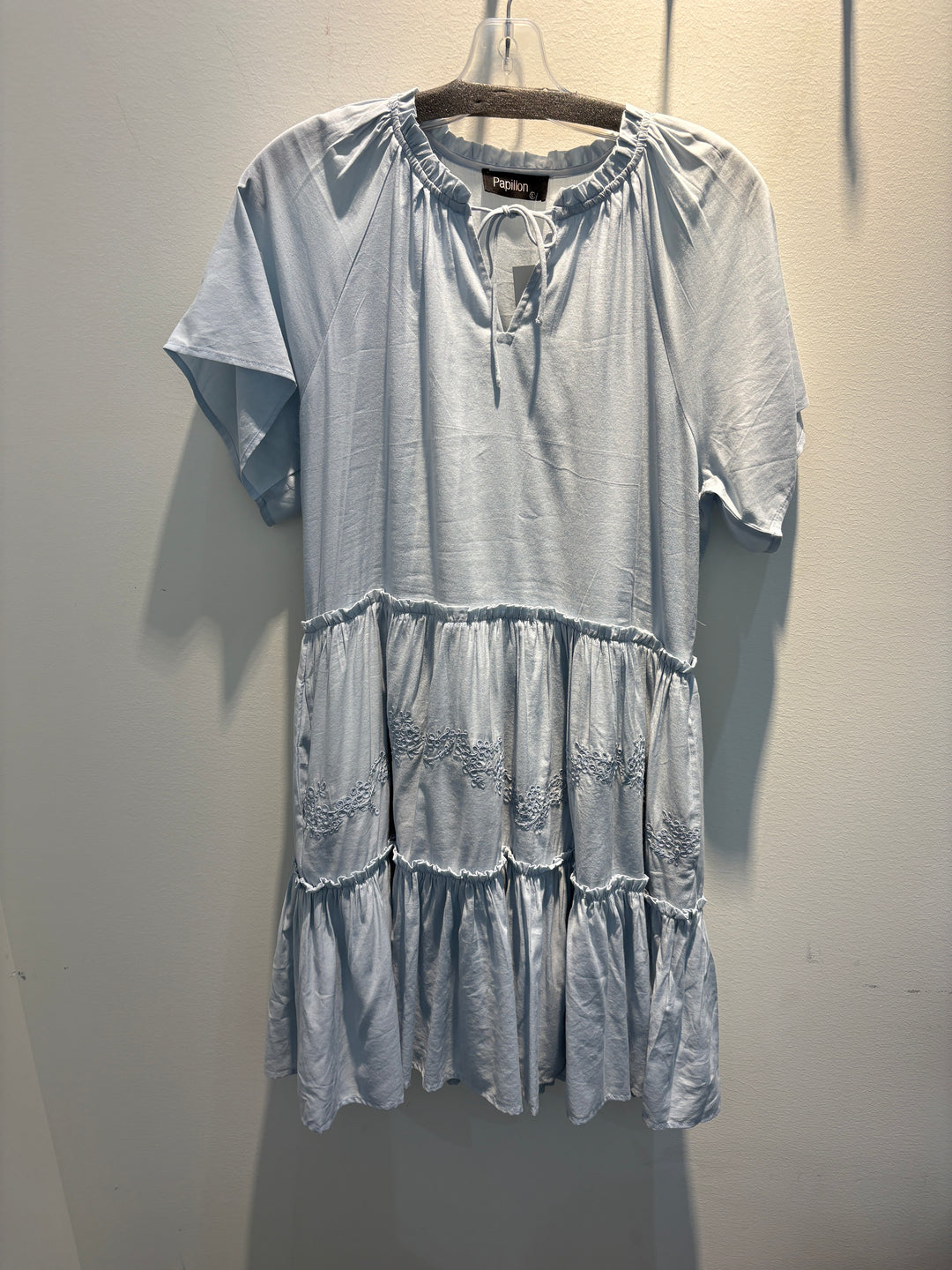 Tiered Dress W/Floral Embroidery