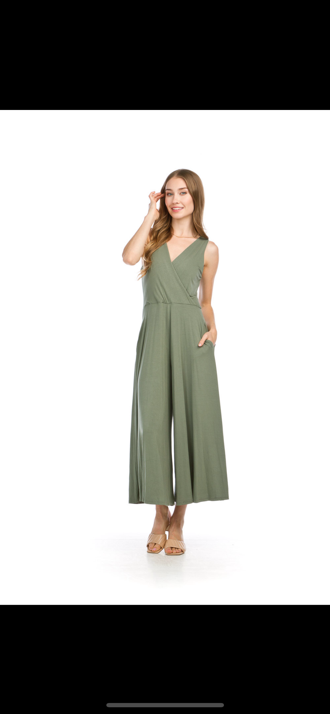 Stretch Crossover Jumpsuit W/Pockets