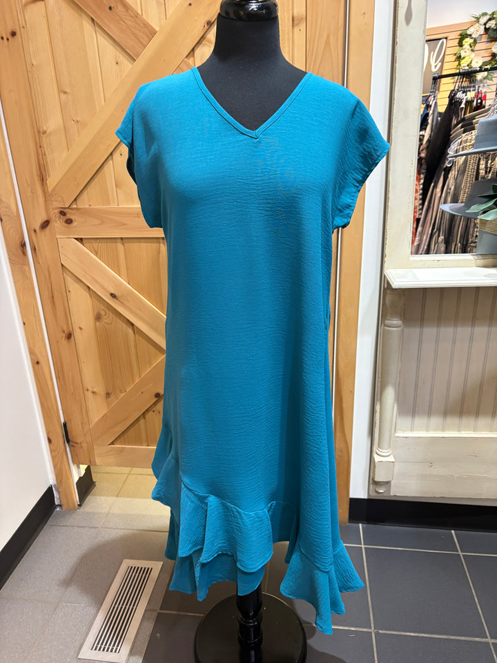Short Sleeve Ruffle Dress